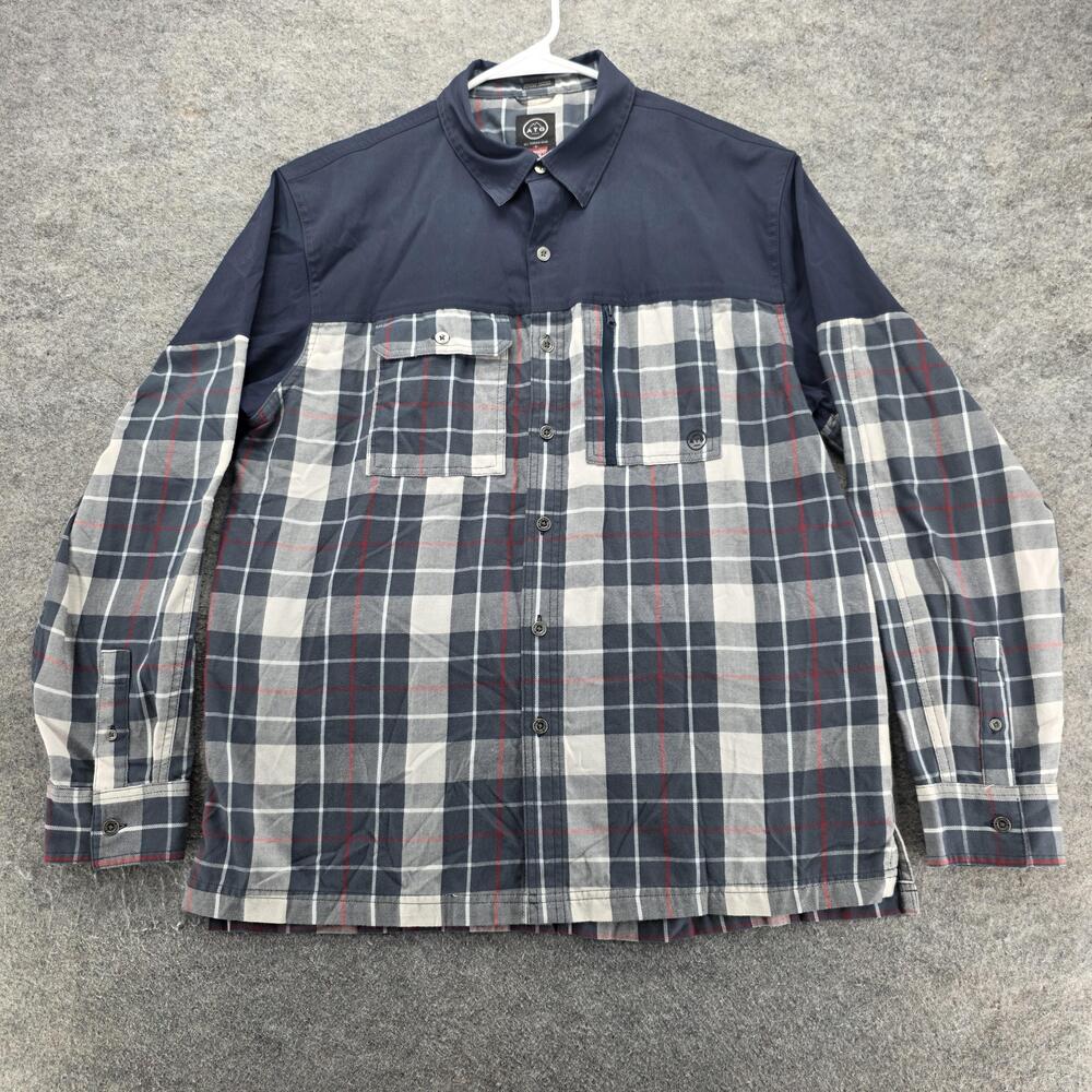 Wrangler Shirt Mens L Blue Plaid Flannel Long Sleeve Button Up Regular Fit